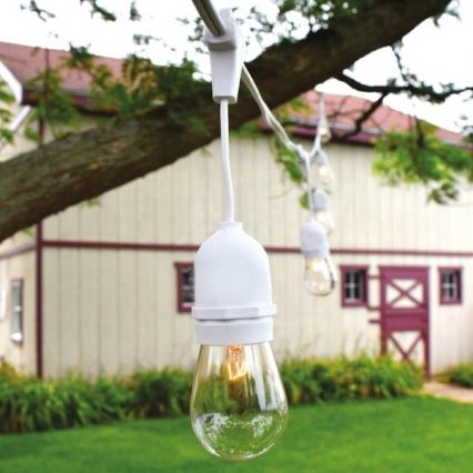 Вулична гірлянда 15xE27/10W/230V 15 м IP44 білий