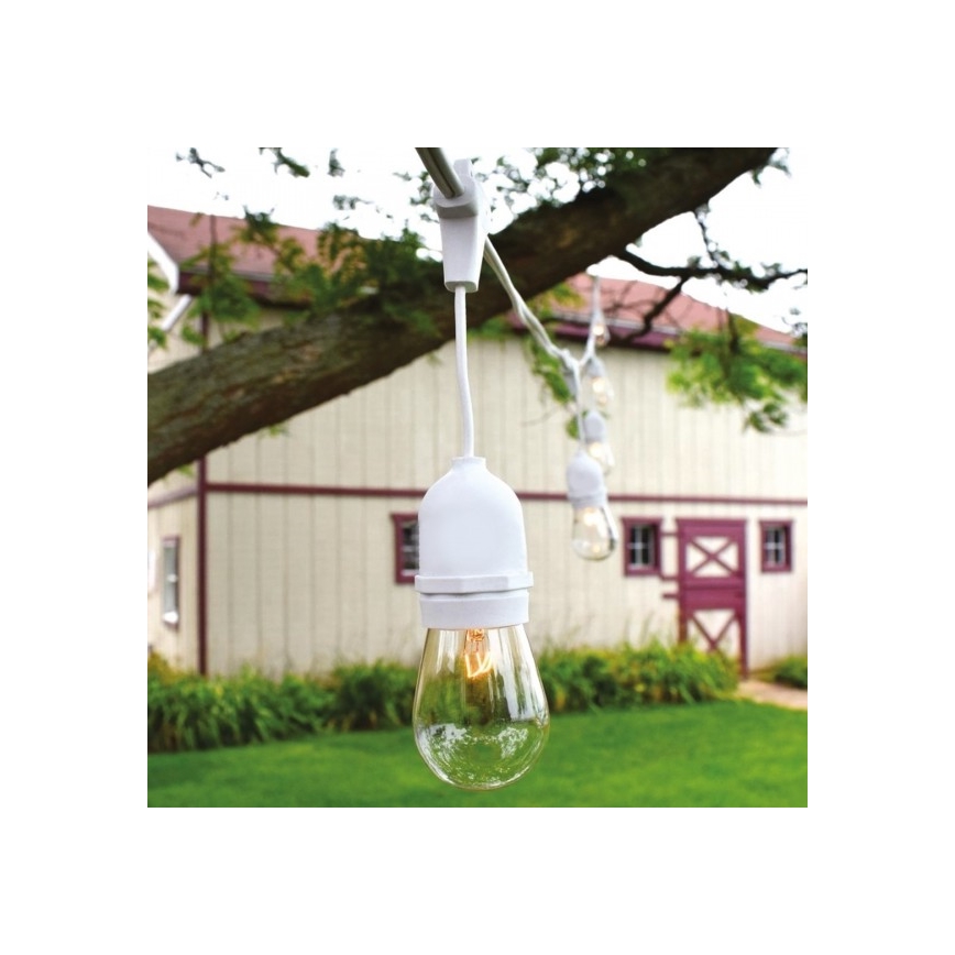 Вулична гірлянда 15xE27/10W/230V 15 м IP44 білий