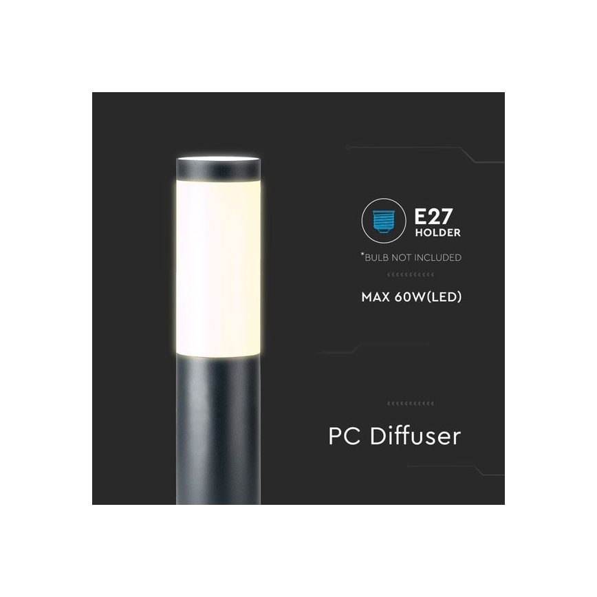 Вулична лампа 1xE27/60W/230V IP44 80см чорний