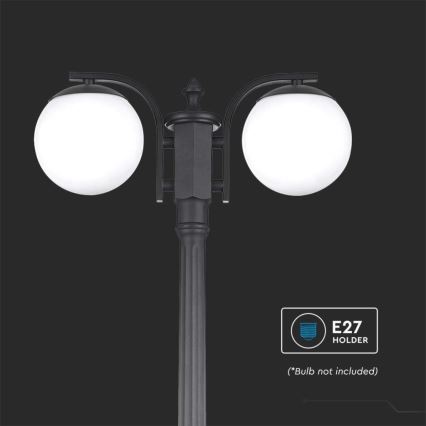 Вулична лампа 2xE27/60W/230V IP44 199 cm чорна