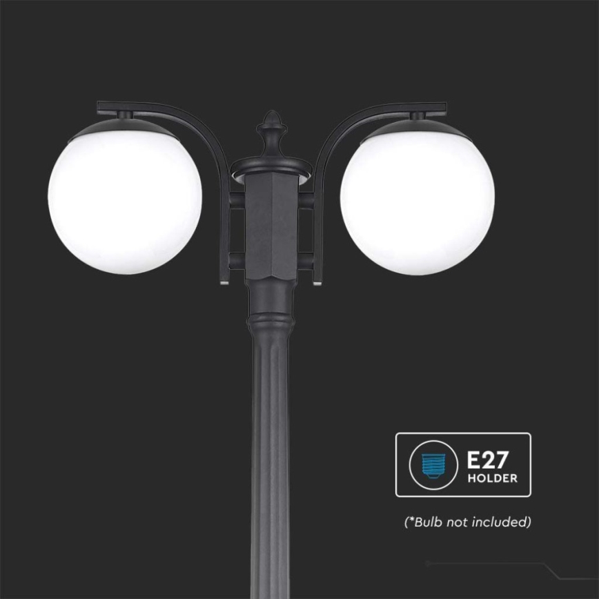 Вулична лампа 2xE27/60W/230V IP44 199 cm чорна
