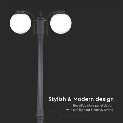 Вулична лампа 2xE27/60W/230V IP44 199 cm чорна