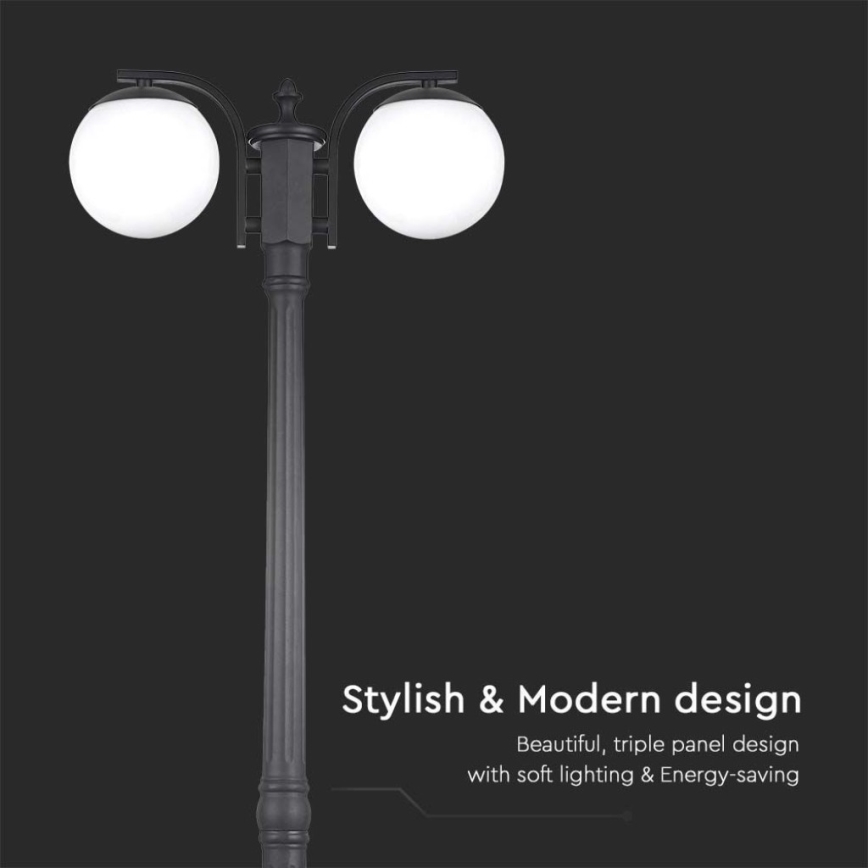 Вулична лампа 2xE27/60W/230V IP44 199 см чорний