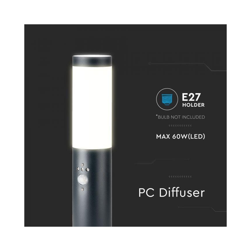 Вулична лампа з датчиком 1xE27/60W/230V IP44 45см антрацит