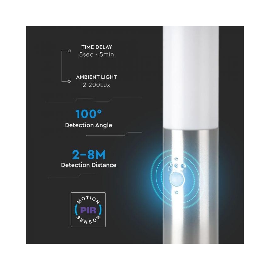 Вулична лампа з датчиком 1xE27/60W/230V IP44 45см матовий хром