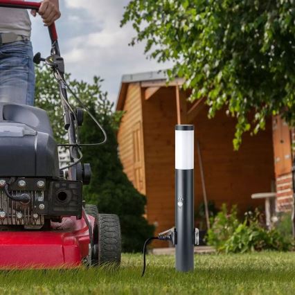 Вулична лампа з датчиком і 2 розетками SCHUKO 1xE27/60W/230V IP44 60см антрацит