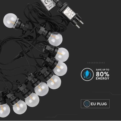 Вулична LED гірлянда STRING 5м 10xLED/0,4W/24/230V 3000K IP44