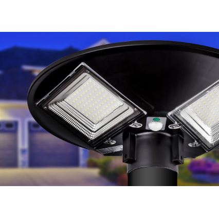 LED Вуличний світильник на сонячній батареї з датчиком і регулюванням яскравості LED/15W/6V 11000 mAh 6500K IP65 чорний + пульт дистанційного керування