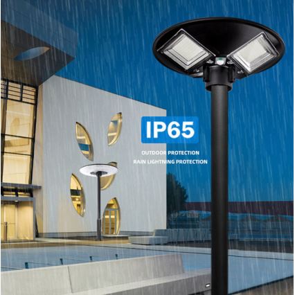 LED Вуличний світильник на сонячній батареї з датчиком і регулюванням яскравості LED/15W/6V 11000 mAh 6500K IP65 чорний + пульт дистанційного керування