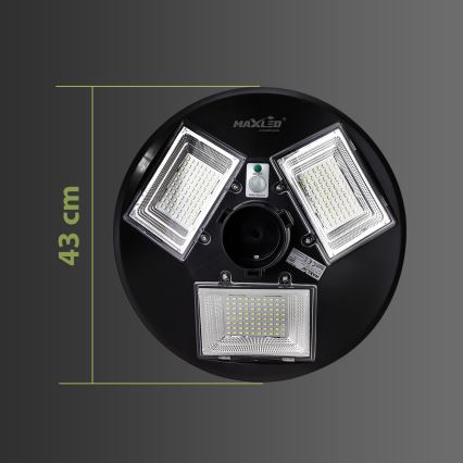LED Вуличний світильник на сонячній батареї з датчиком і регулюванням яскравості LED/15W/6V 11000 mAh 6500K IP65 чорний + пульт дистанційного керування
