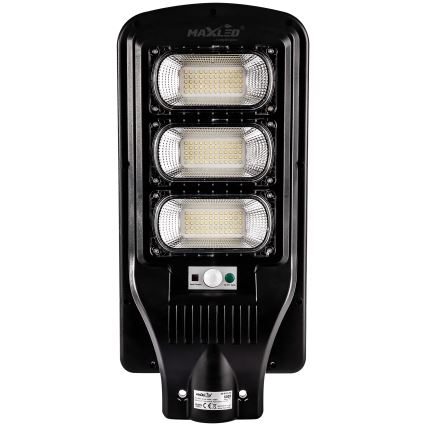 LED Вуличний світильник на сонячній батареї з датчиком і регулюванням яскравості LED/180W/6V 11000 mAh 6500K IP65 чорний + пульт дистанційного керування