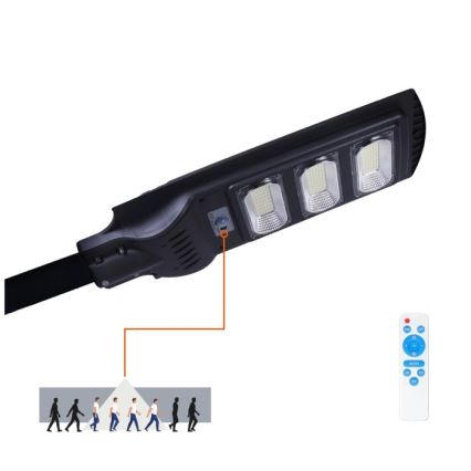LED Вуличний ліхтар з датчиком руху і освітленості з регулюванням яскравості на сонячній батареї URBI LED/8W/3,2V 6500K IP54 10000 mAh + пульт дистанційного керування