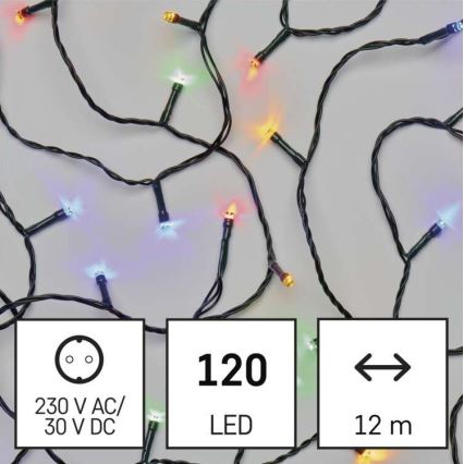 Вулична різдвяна LED гірлянда 120xLED/8 функцій 17м IP44 кольорова