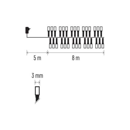 Вулична різдвяна LED гірлянда 400xLED/13м IP44 холодний білий