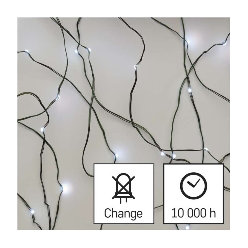 Вулична різдвяна LED гірлянда 75xLED/12,5м IP44 холодне біле світло