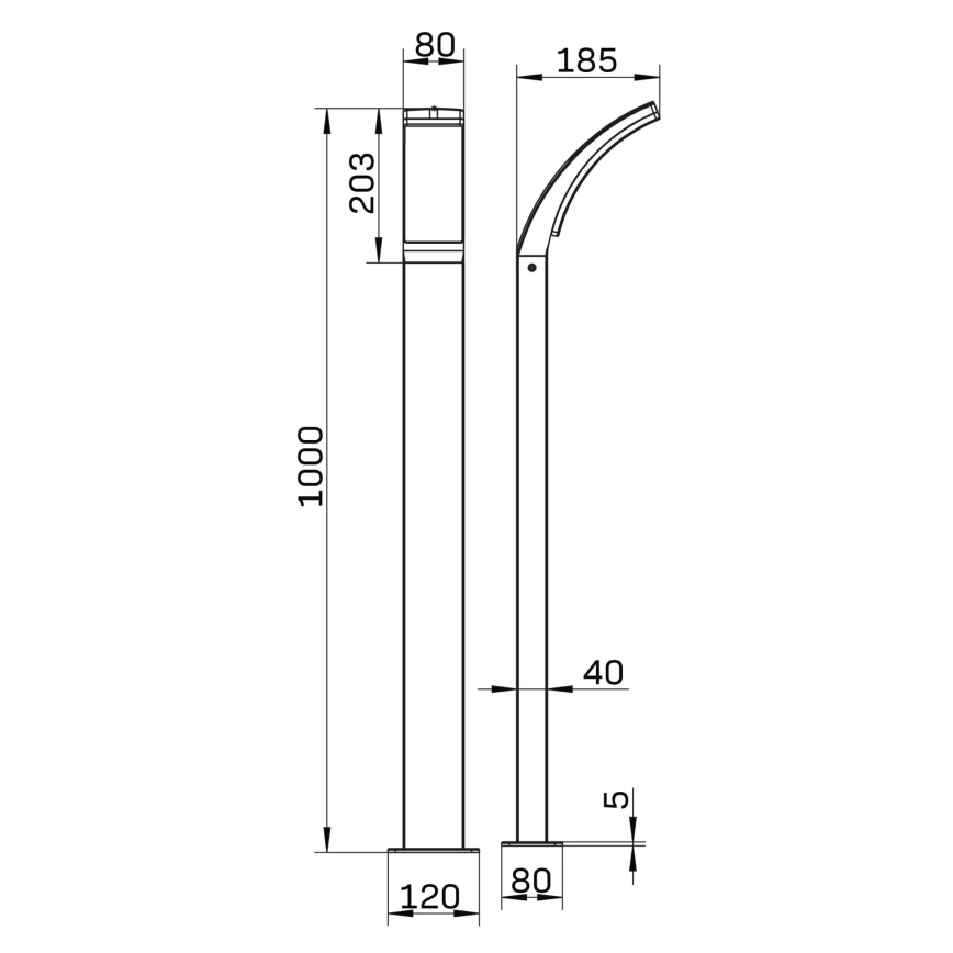 Вулична світлодіодна лампа AMY LED/12W/230V 100 см IP44 чорний