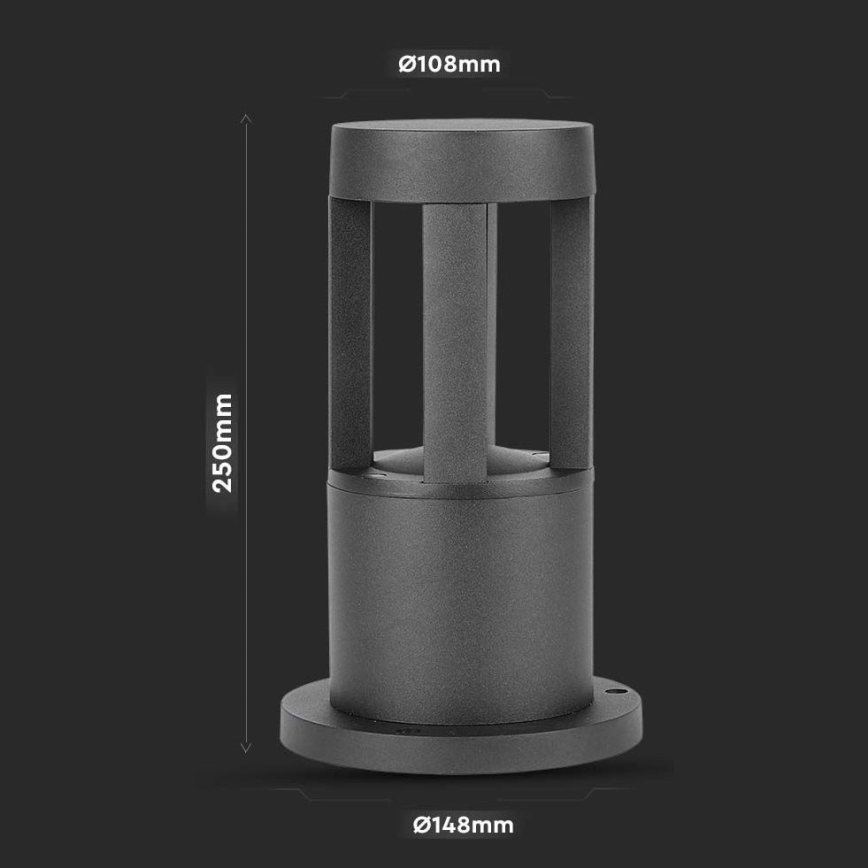 Вулична світлодіодна лампа LED/10W/230V 25см 3000K IP65 чорний