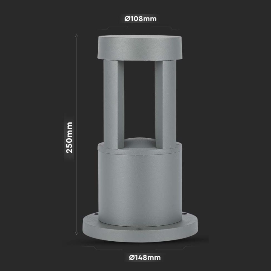 Вулична світлодіодна лампа LED/10W/230V 25см 3000K IP65 сірий