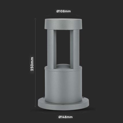 Вулична світлодіодна лампа LED/10W/230V 25см 6400K IP65 сірий