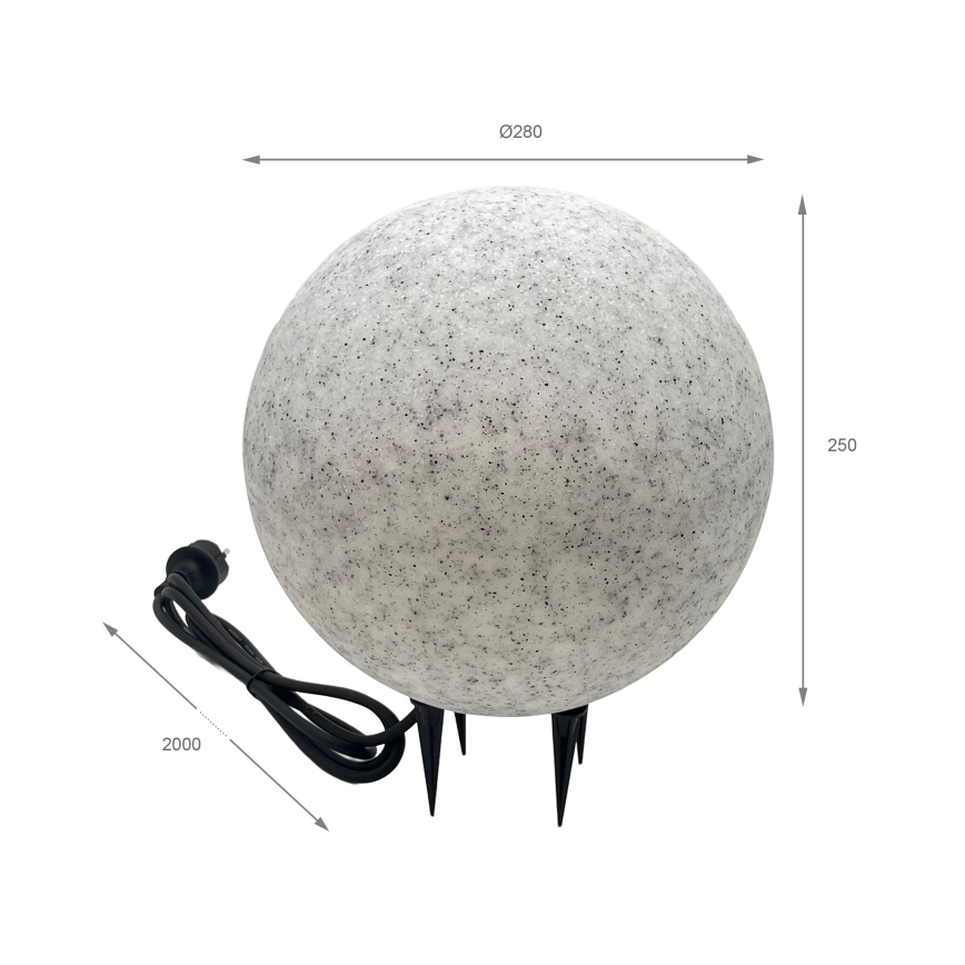 Вуличний декоративний світильник LUMISTONE, 1xE27/15W/230V, IP65, діаметр 28 см