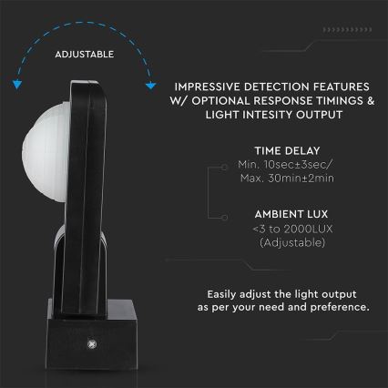 Вуличний інфрачервоний датчик руху 360° 1000W/230V IP65 чорний