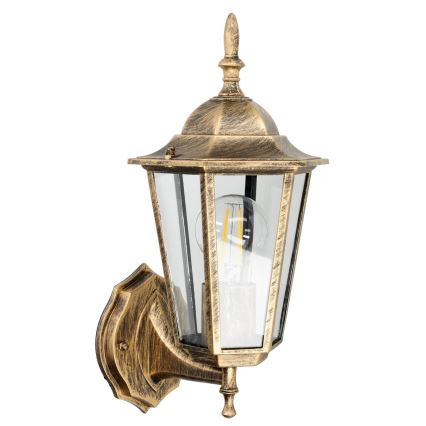 Вуличний настінний світильник 1xE27/60W/230V IP44 золотий