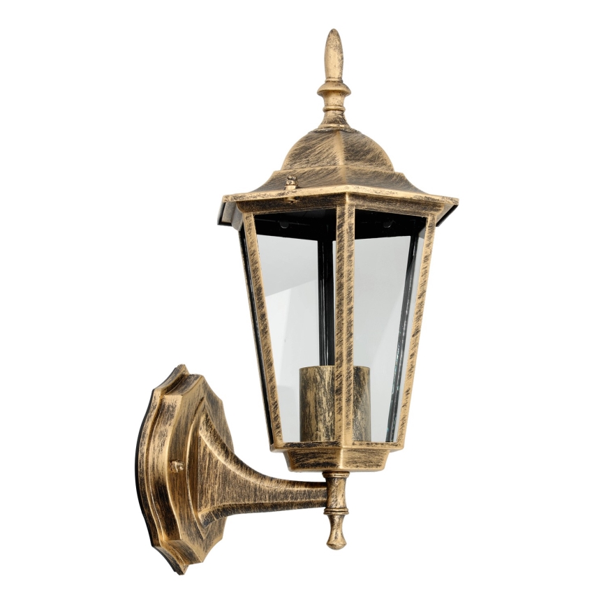 Вуличний настінний світильник 1xE27/60W/230V IP44 золотий