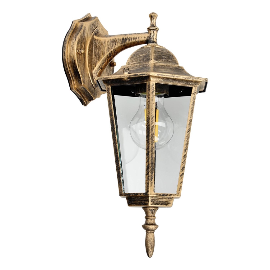 Вуличний настінний світильник 1xE27/60W/230V IP44 золотий