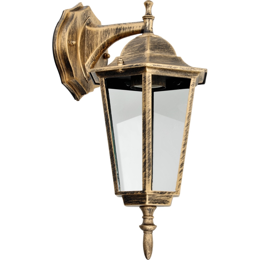 Вуличний настінний світильник 1xE27/60W/230V IP44 золотий