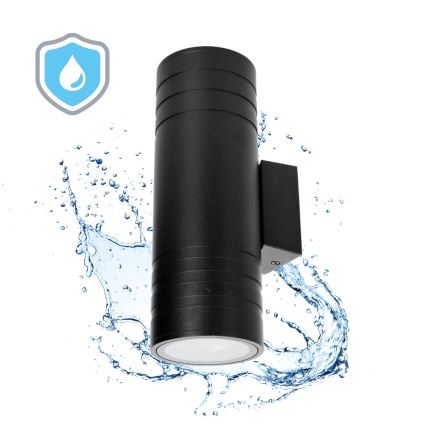 Вуличний настінний світильник 2xGU10/35W/230V IP54 круглий чорний