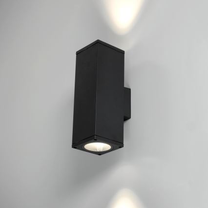 Вуличний настінний світильник 2xGU10/35W/230V IP54 квадратний чорний