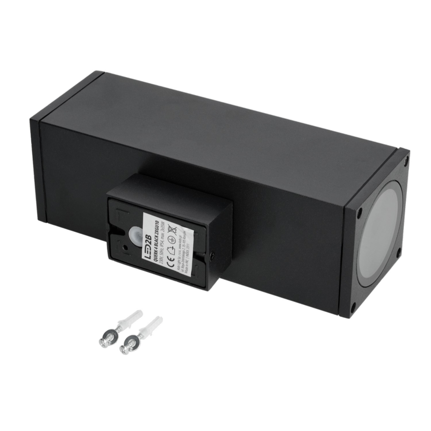 Вуличний настінний світильник 2xGU10/35W/230V IP54 квадратний чорний