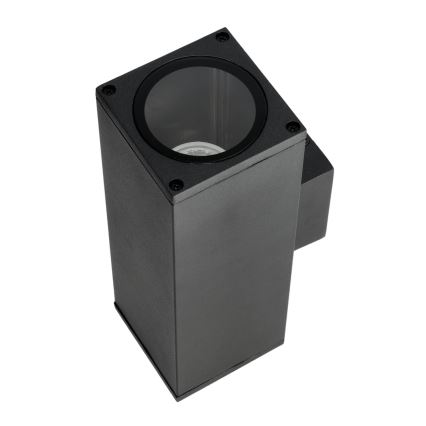 Вуличний настінний світильник 2xGU10/35W/230V IP54 квадратний чорний