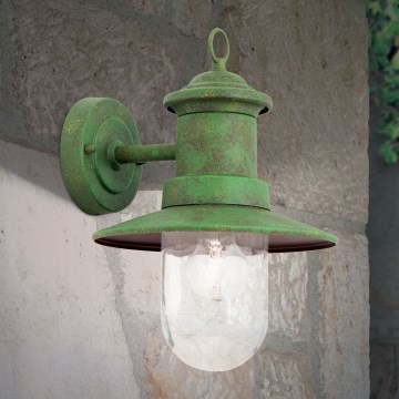 Вуличний настінний світильник LEONIE 1xE27/60W/230V IP44 зелений