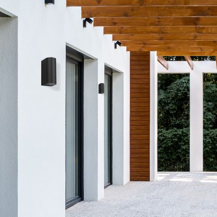 Вуличний настінний світильник OVALIS 2xGU10/35W/230V IP44 чорний