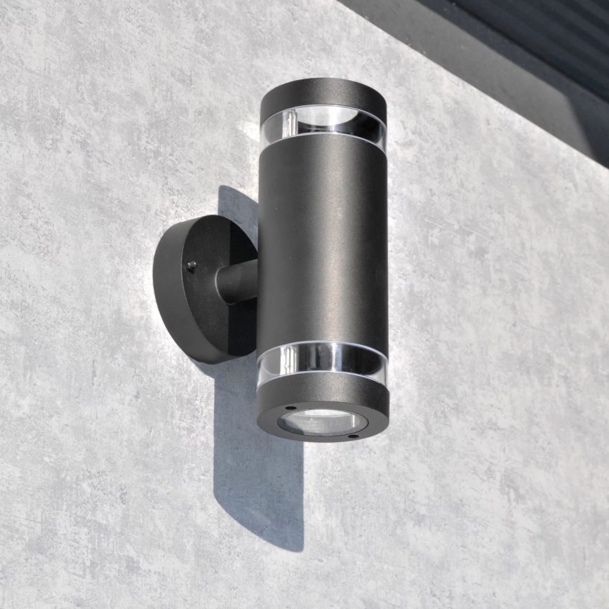 Вуличний настінний світильник RINO 2xGU10/12W/230V IP54 чорний