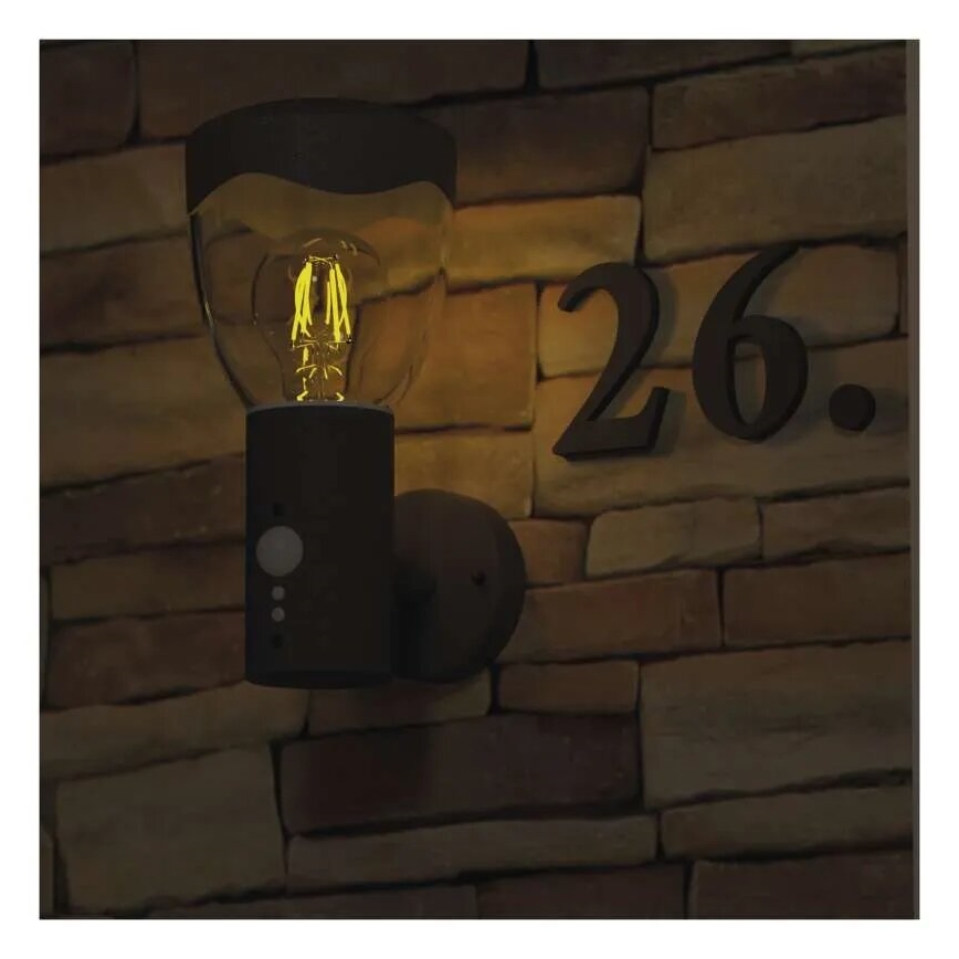 Вуличний настінний світильник з датчиком ARTEO 1xE27/15W/230V IP44