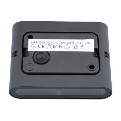 Вуличний світлодіодний настінний світильник FLOW 2xLED/3W/230V IP54 чорна