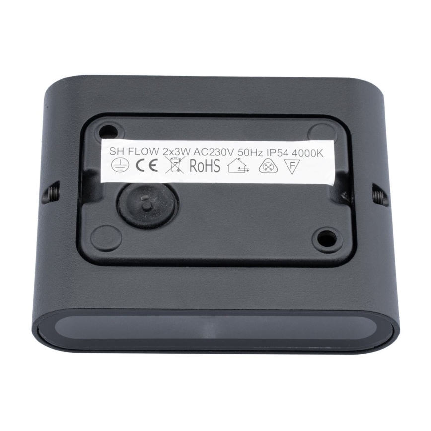 Вуличний світлодіодний настінний світильник FLOW 2xLED/3W/230V IP54 чорна