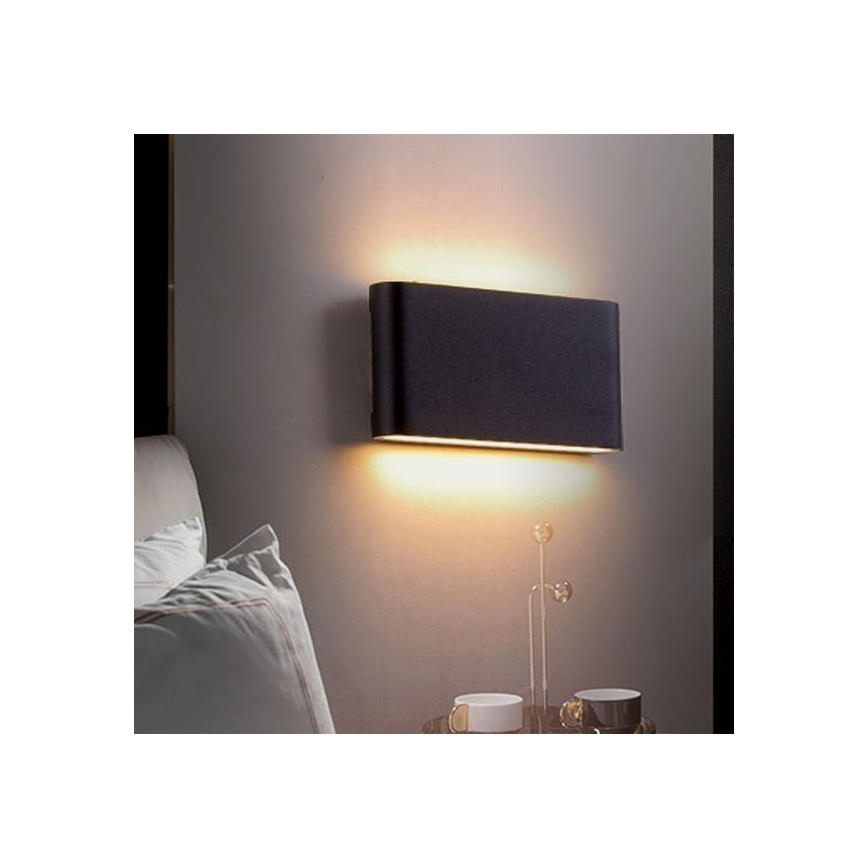 Вуличний світлодіодний настінний світильник FLOW 2xLED/6W/230V IP54 3000K чорний