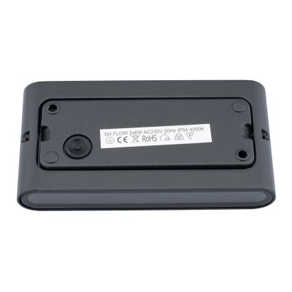 Вуличний світлодіодний настінний світильник FLOW 2xLED/6W/230V IP54 чорна