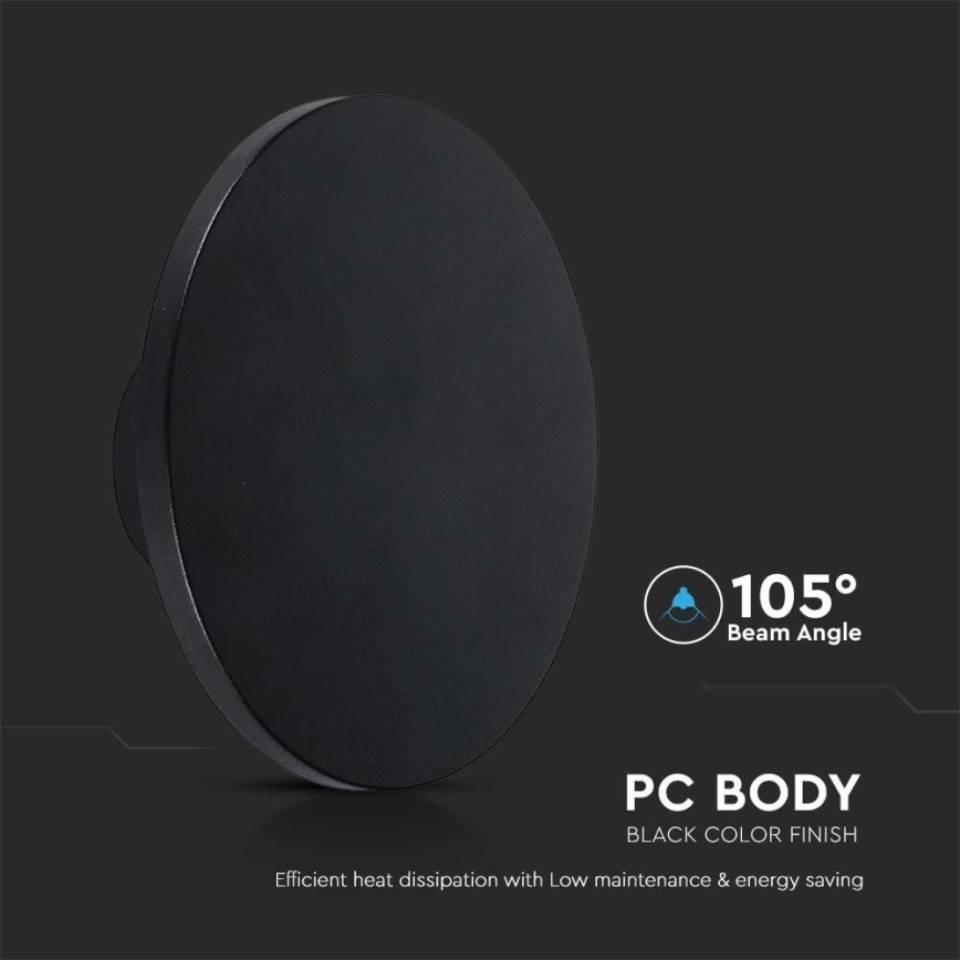 Вуличний світлодіодний настінний світильник LED/12W/230V 3000K IP65 чорний