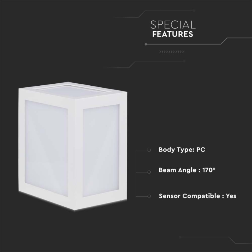 Вуличний світлодіодний настінний світильник LED/12W/230V IP65 4000K білий