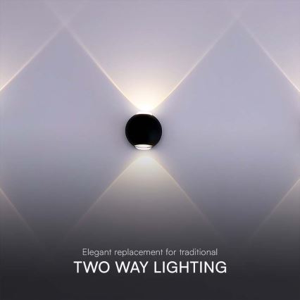 Вуличний світлодіодний настінний світильник LED/2W/230V 3000K IP54 чорний