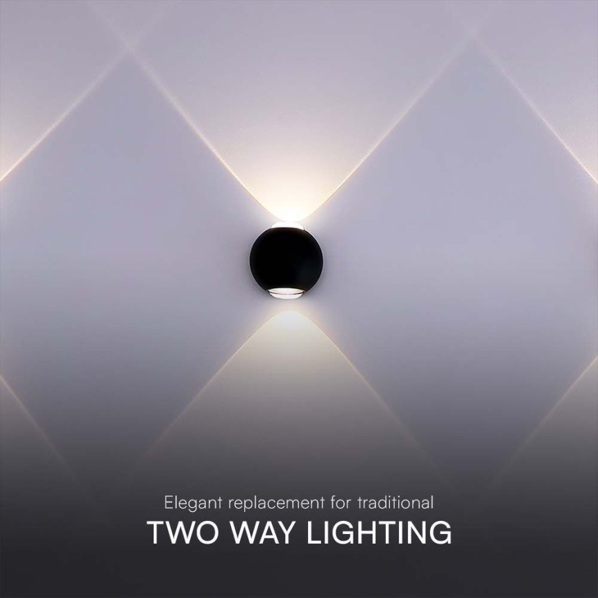 Вуличний світлодіодний настінний світильник LED/2W/230V 4000K IP54 чорний