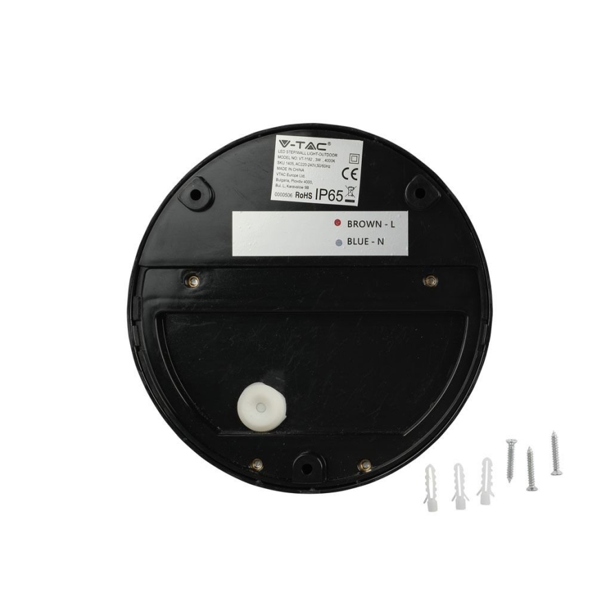 Вуличний світлодіодний настінний світильник LED/3W/230V 4000K IP65 чорний