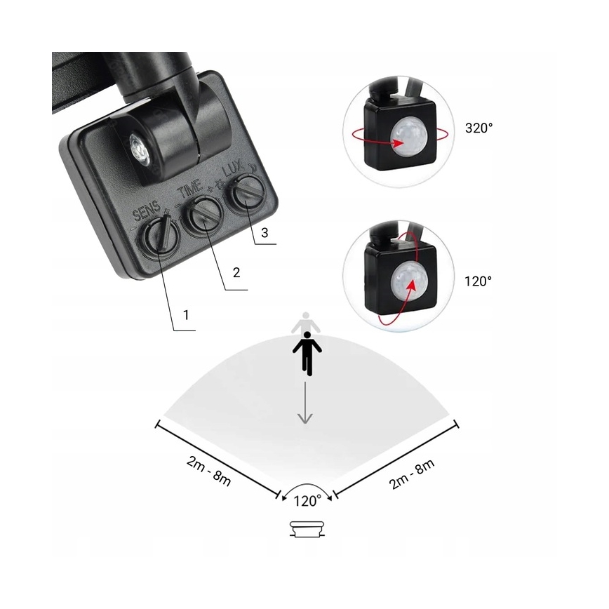 Вуличний світлодіодний прожектор з датчиком LED/100W/230V 4000K IP65 чорний
