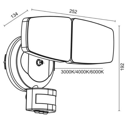 Вуличний світлодіодний прожектор з датчиком LED/24W/230V 3000/4000/6000K IP54 білий