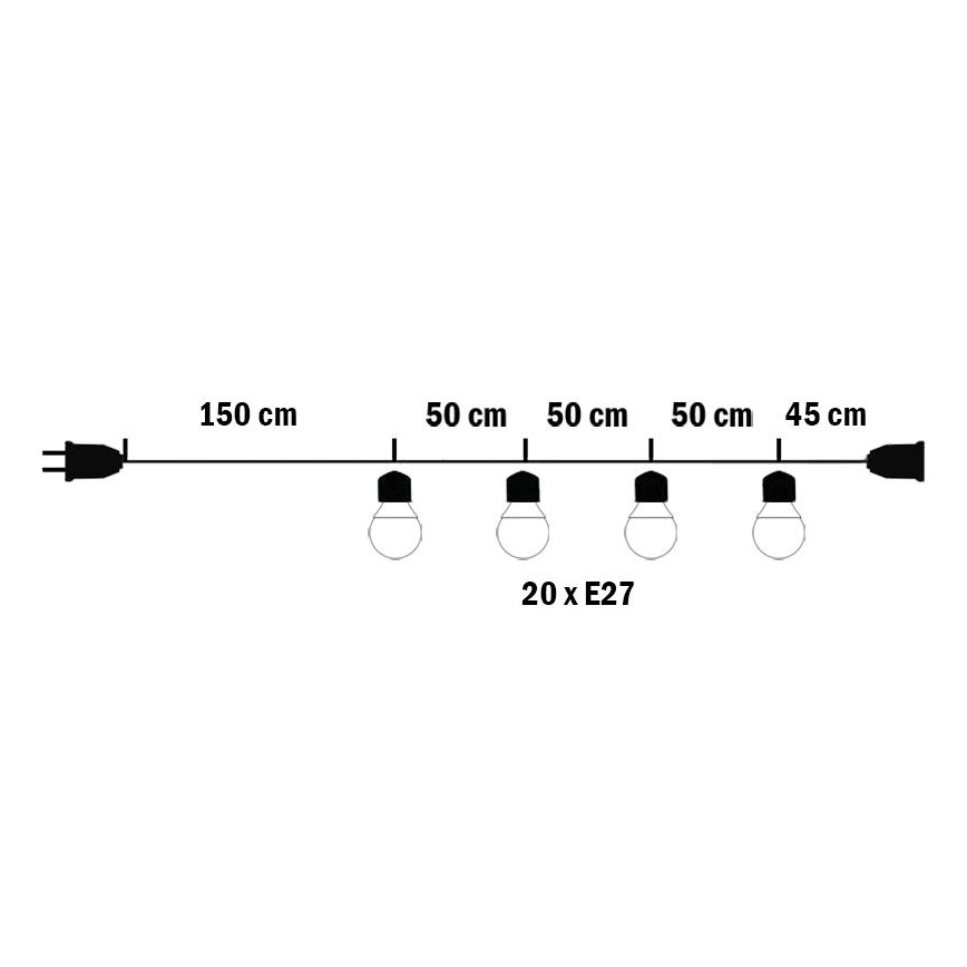 Вулична декоративна гірлянда MIMOSA 20xE27/1,3W/230V IP44 10м