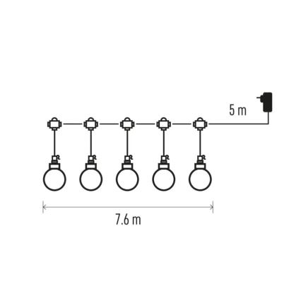 Вулична декоративна LED гірлянда 20xLED/12,6м IP44 теплий білий